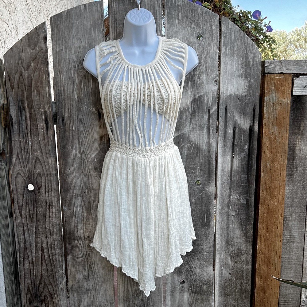 Summer SALE!  New Jens Pirate Booty cream dress with crochet stretch tube top.